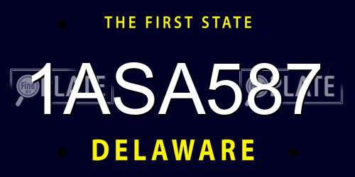 1ASA587 Delaware License Plate