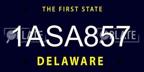 1ASA857 Delaware License Plate