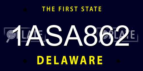 1ASA862 Delaware License Plate