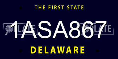 1ASA867 Delaware License Plate