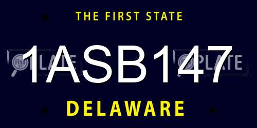 1ASB147 Delaware License Plate