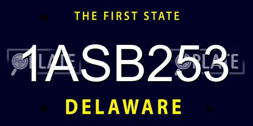 1ASB253 Delaware License Plate