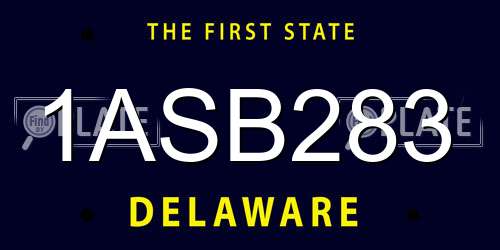 1ASB283 Delaware License Plate