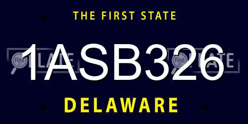 1ASB326 Delaware License Plate
