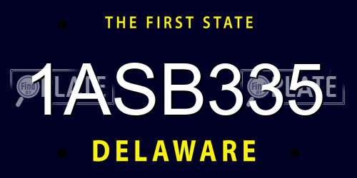 1ASB335 Delaware License Plate