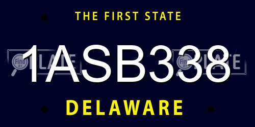 1ASB338 Delaware License Plate
