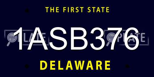 1ASB376 Delaware License Plate
