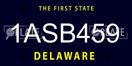1ASB459 Delaware License Plate