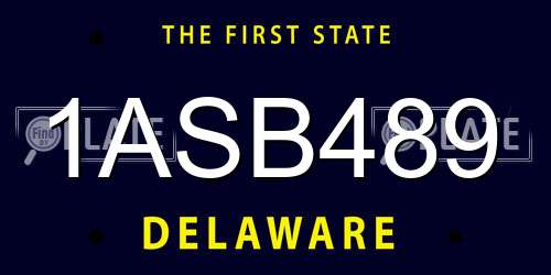 1ASB489 Delaware License Plate