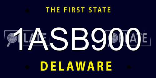 1ASB900 Delaware License Plate