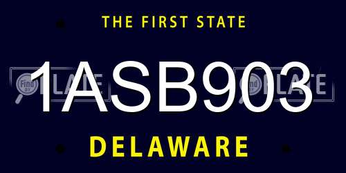 1ASB903 Delaware License Plate