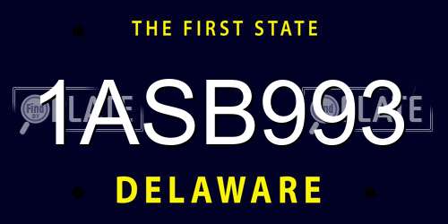 1ASB993 Delaware License Plate