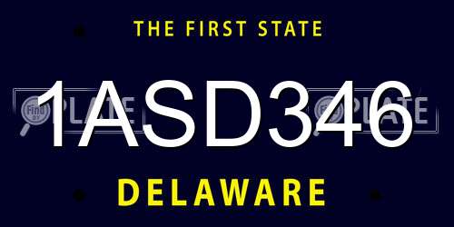 1ASD346 Delaware License Plate