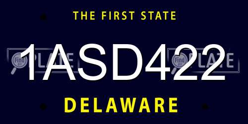 1ASD422 Delaware License Plate