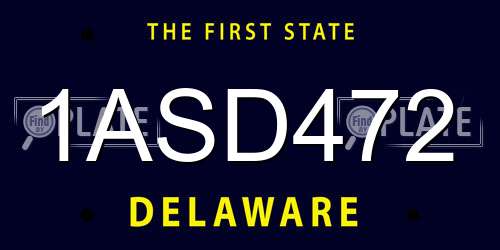 1ASD472 Delaware License Plate