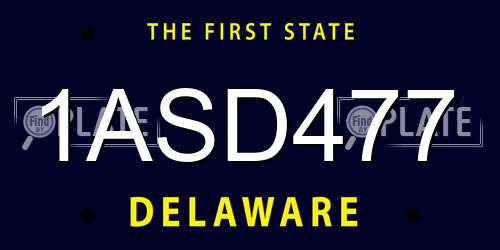 1ASD477 Delaware License Plate