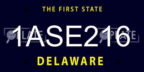 1ASE216 Delaware License Plate