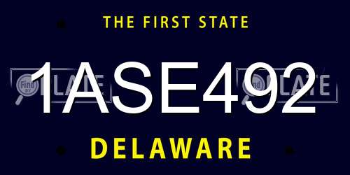1ASE492 Delaware License Plate