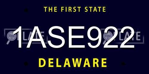 1ASE922 Delaware License Plate