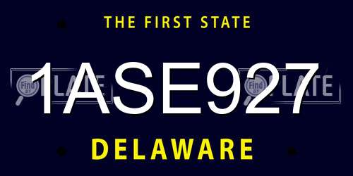 1ASE927 Delaware License Plate
