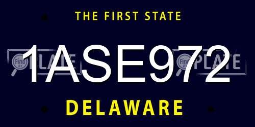 1ASE972 Delaware License Plate