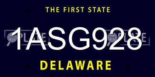 1ASG928 Delaware License Plate