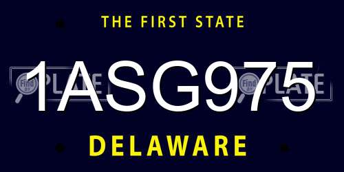 1ASG975 Delaware License Plate