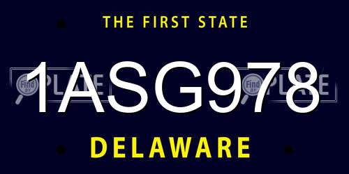 1ASG978 Delaware License Plate