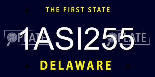 1ASI255 Delaware License Plate