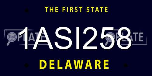 1ASI258 Delaware License Plate