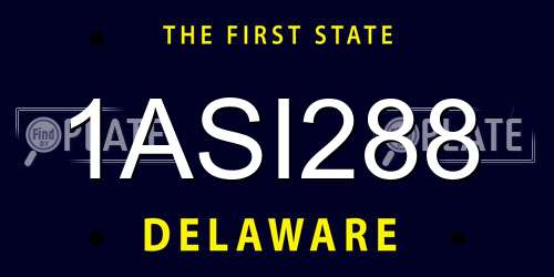 1ASI288 Delaware License Plate