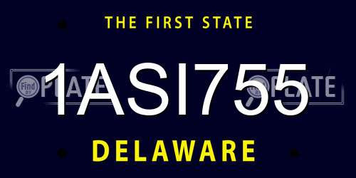 1ASI755 Delaware License Plate