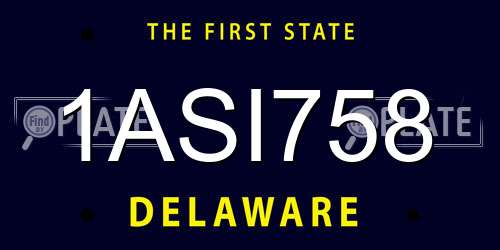 1ASI758 Delaware License Plate