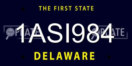 1ASI984 Delaware License Plate