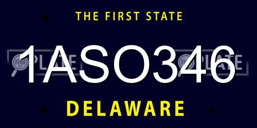 1ASO346 Delaware License Plate