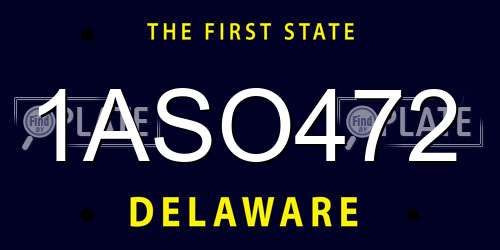 1ASO472 Delaware License Plate