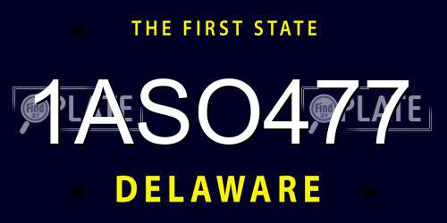 1ASO477 Delaware License Plate