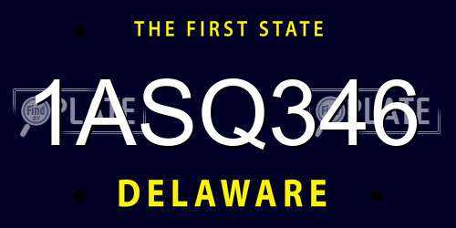 1ASQ346 Delaware License Plate