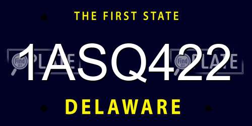 1ASQ422 Delaware License Plate