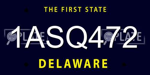 1ASQ472 Delaware License Plate
