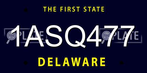 1ASQ477 Delaware License Plate
