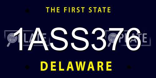1ASS376 Delaware License Plate