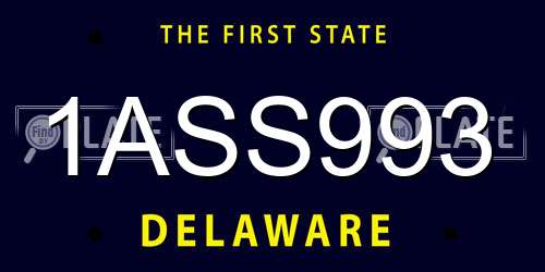 1ASS993 Delaware License Plate