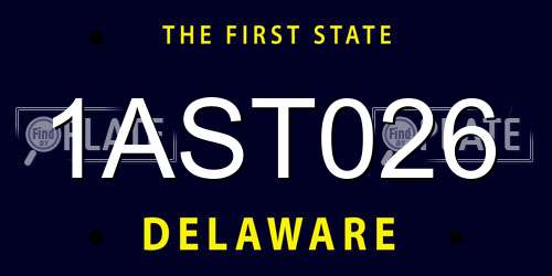 1AST026 Delaware License Plate