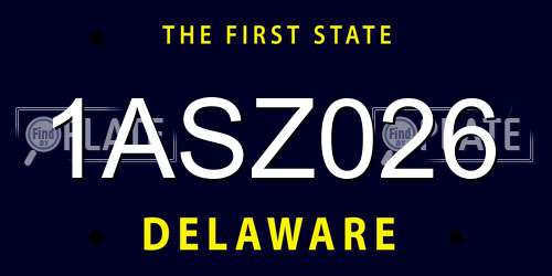 1ASZ026 Delaware License Plate