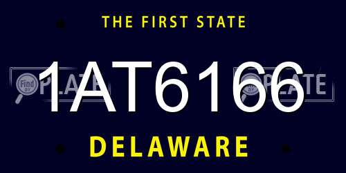 1AT6166 Delaware License Plate