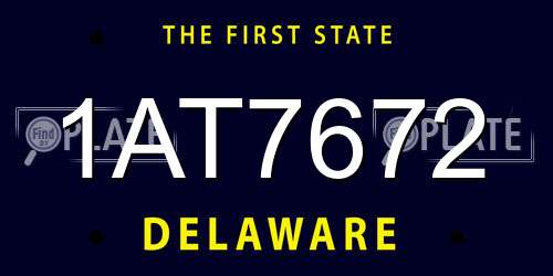 1AT7672 Delaware License Plate