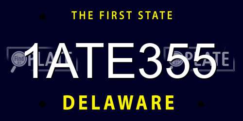 1ATE355 Delaware License Plate