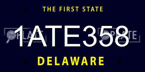 1ATE358 Delaware License Plate