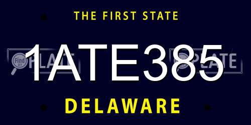 1ATE385 Delaware License Plate